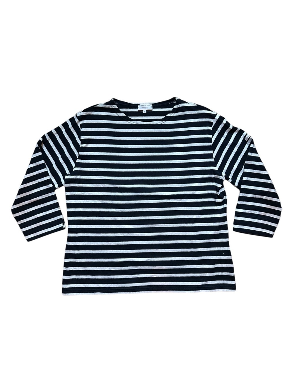 Armor Lux Deep Navy and White Striped Classic 3/4 Sleeve